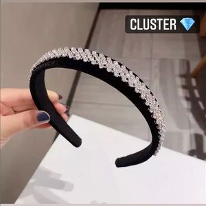 Black Velvet Crystal Rhinestone Headband